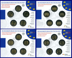 2 Euro 2018-2020 ADFGJ, 4 kpl. Serien zum 100. Geb. Helmut Schmidt ...